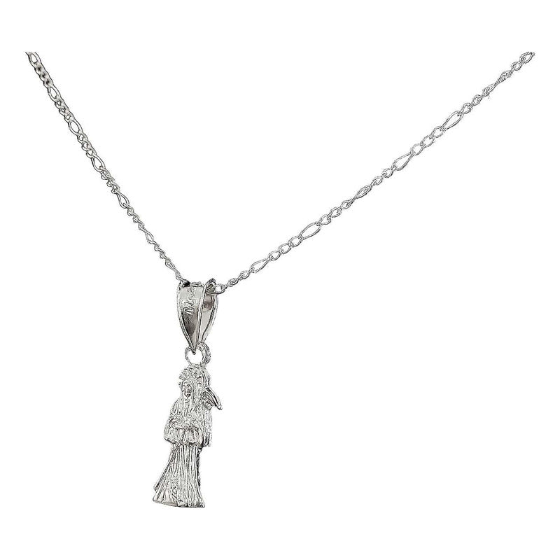 Collar Santa Muerte Hueca Troquelada Mini Plata Solida S925