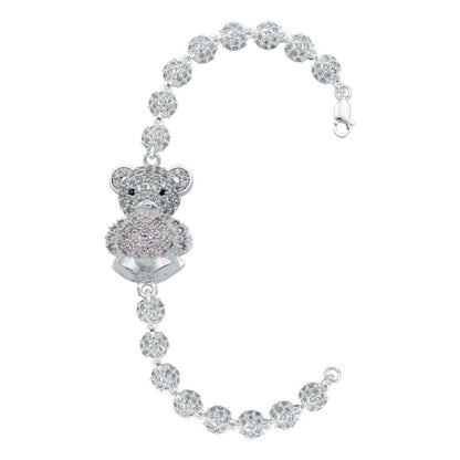 Pulsera Grande Oso Corazón Regalo Amor Zirconias Plata 925