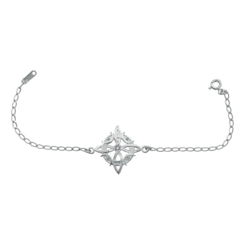 Pulsera Nudo De Bruja Fases Lunares Zirconias Plata Ley 925