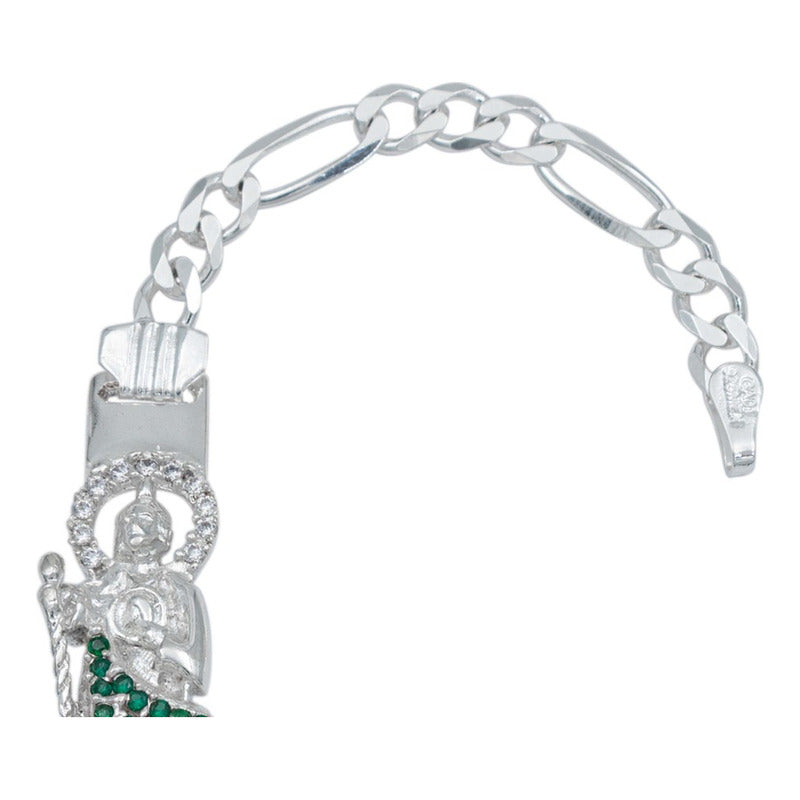 Esclava Pulsera San Judas Zirconia Figaro 3x1 Plata 925 5 Mm