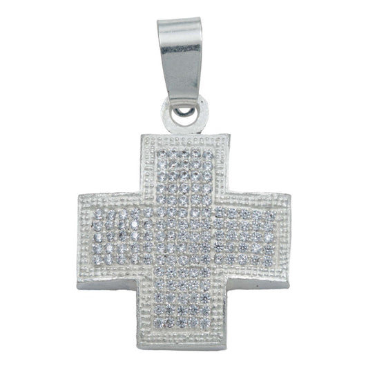 Dije Cruz Ancha Hueca Zirconias Hombre Mujer Plata 925 4 Cm