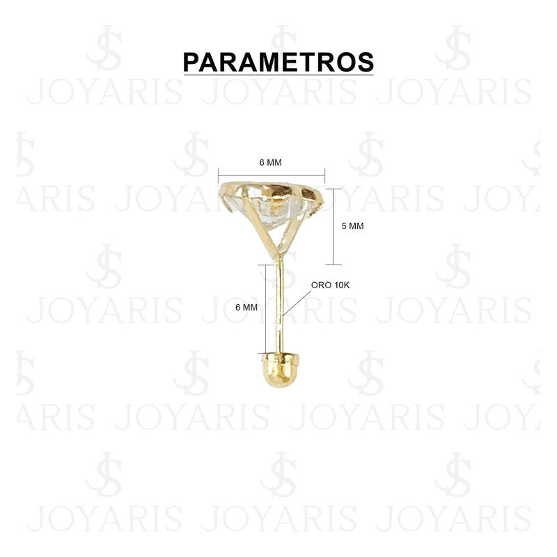 Arete Broquel Corazón Bola Liso Zirconia Amor Regalo Oro10k