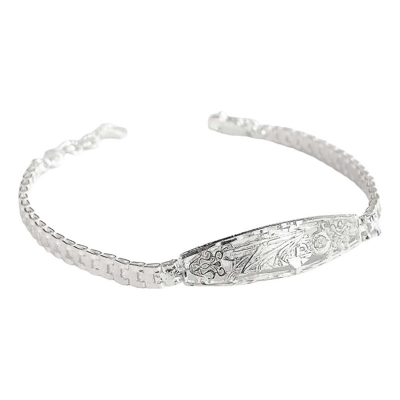 Pulsera Esclava Placa Rolo San Judas Tadeo Plata Solida S925