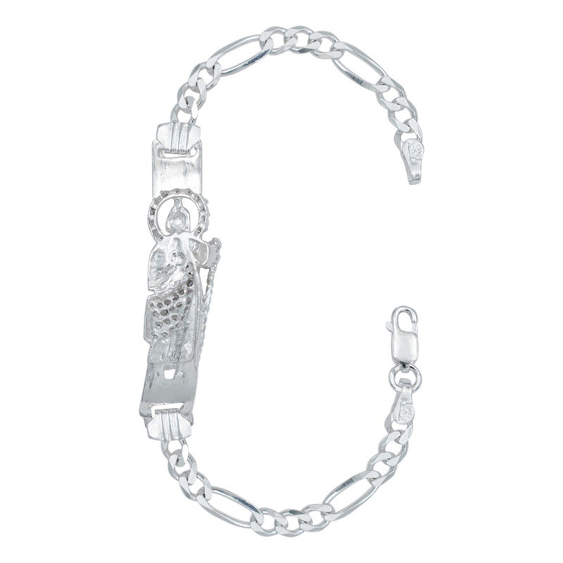 Esclava Pulsera San Judas Zirconia Figaro 3x1 Plata 925 5 Mm