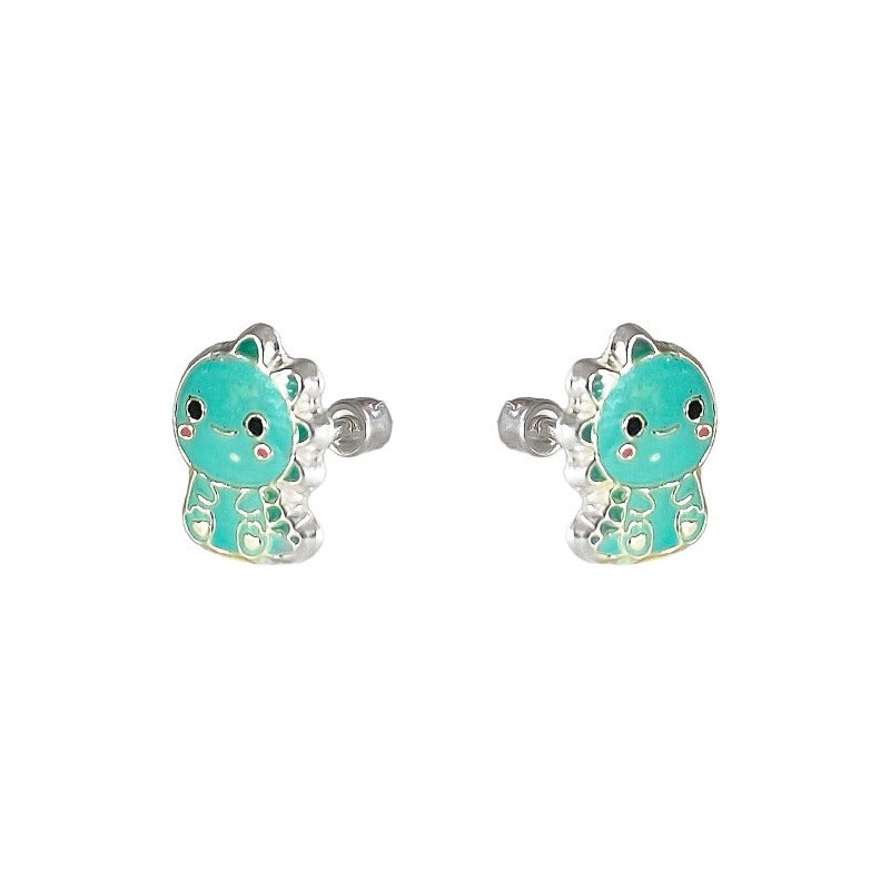 Aretes De Dinosaurio Niña Mujer Regalo Colores Plata Ley 925