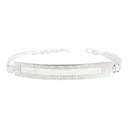 Pulsera Esclava Ajustable Rolo Placa Unisex Plata 925 4 Mm