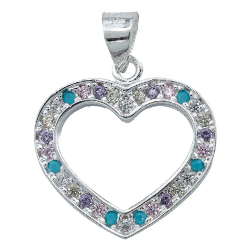 Collar Corazón Mediano Contorno Amor Regalo Mujer Plata 925