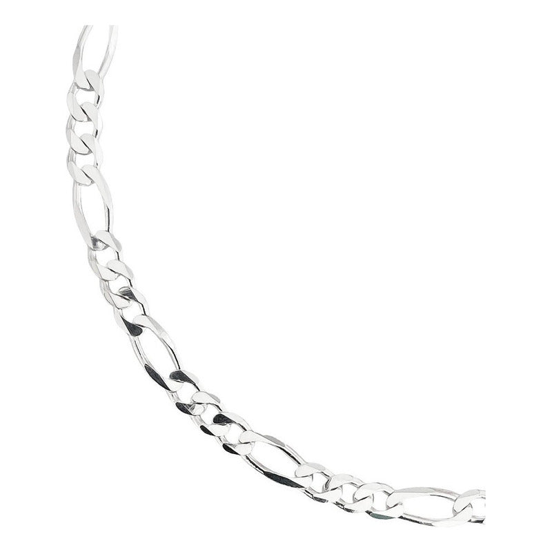 Esclava Pulsera Fígaro 3x1 Hombre Mujer Plata Ley 925 4 Mm