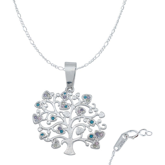 Dije Arbol Vida Corazones Zirconias Regalo Cadena Plata 925