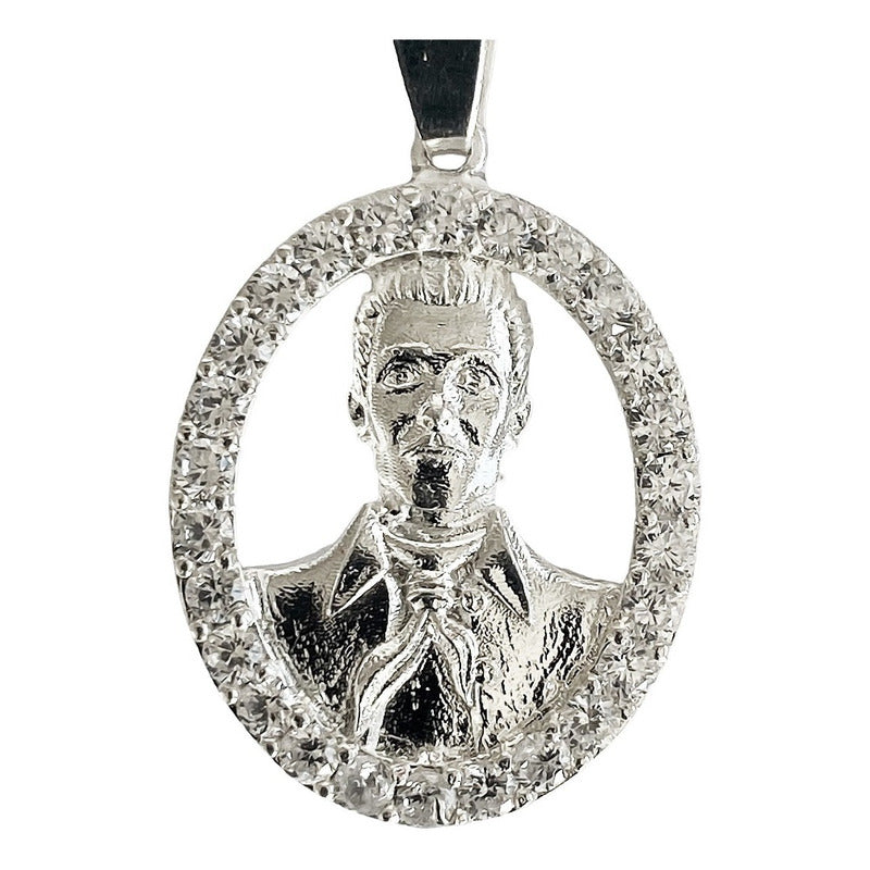 Dije Chico Jesús Malverde Con Zirconias Plata Solida Ley 925