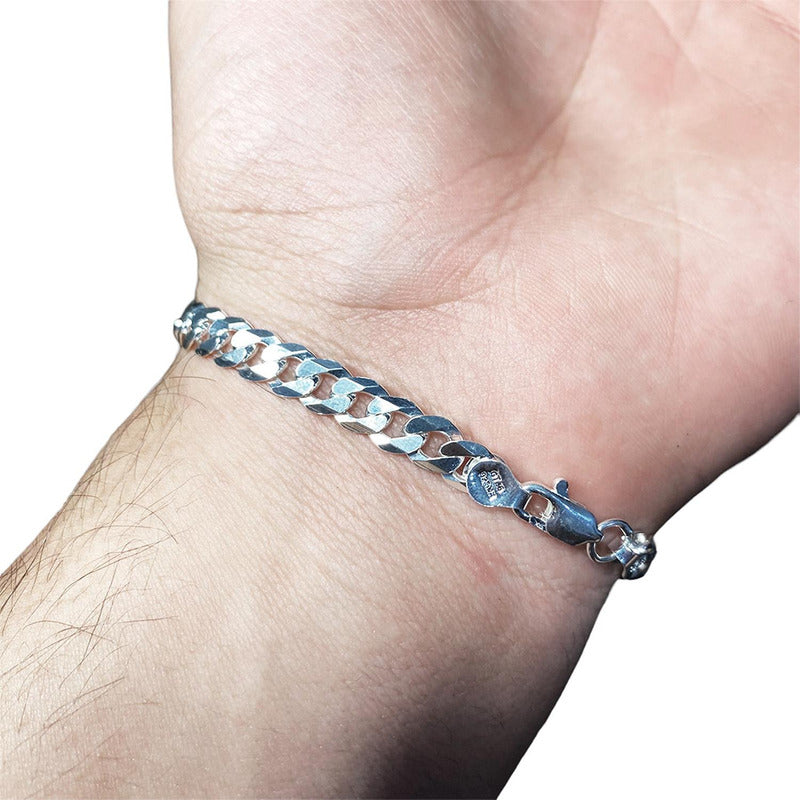 Pulsera Cubana Esclava San Judas Zirconias Plata S925 6 Mm