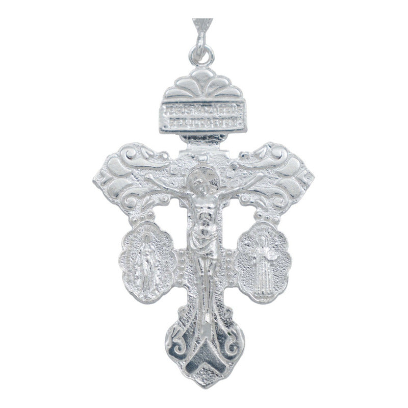 Dije Cruz Perdón Crsito San Benito Virgen Plata 925 5.4 Cm