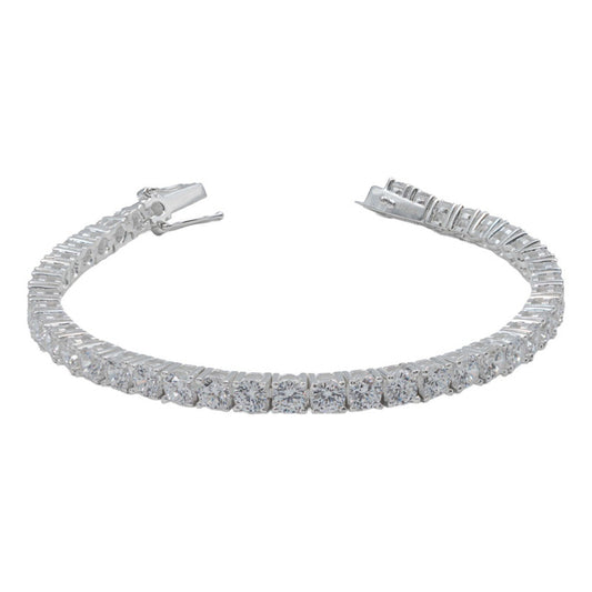 Pulsera Tenis Zirconias Redondas Mujer Amor Plata 925 4 Mm