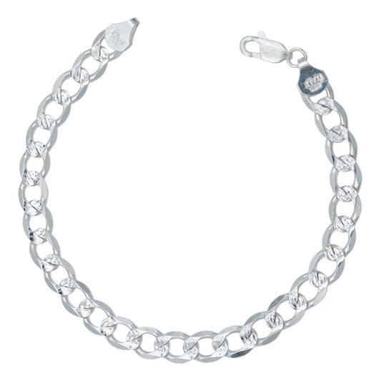 Esclava Pulsera Hombre Cubana Diamantada Plata Italy 925 7mm