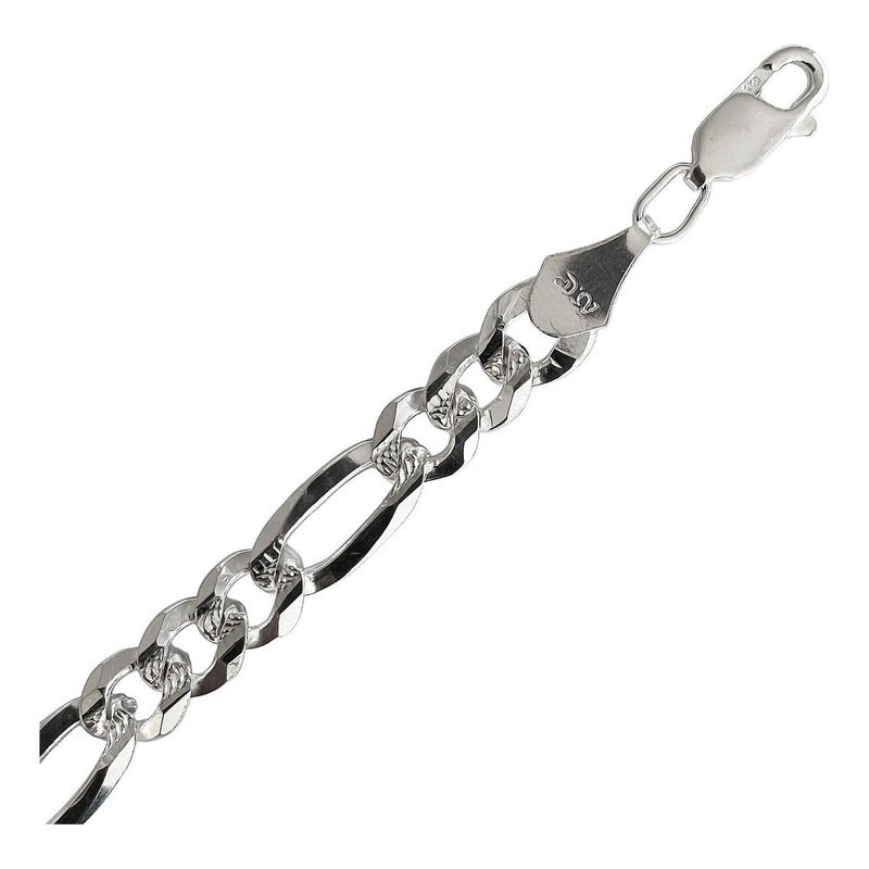 Esclava Diamantada Pulsera Fígaro 3x1 Hombre Plata S925 6 Mm