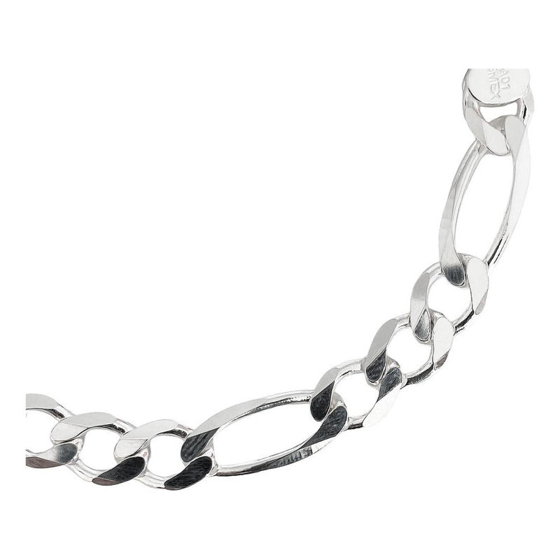 Esclava Pulsera Fígaro 3x1 Caballero Hombre Plata 925 9 Mm