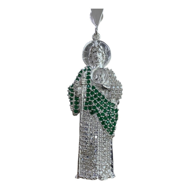 Dije Gigante San Judas Tadeo Zirconias Plata Solida 925