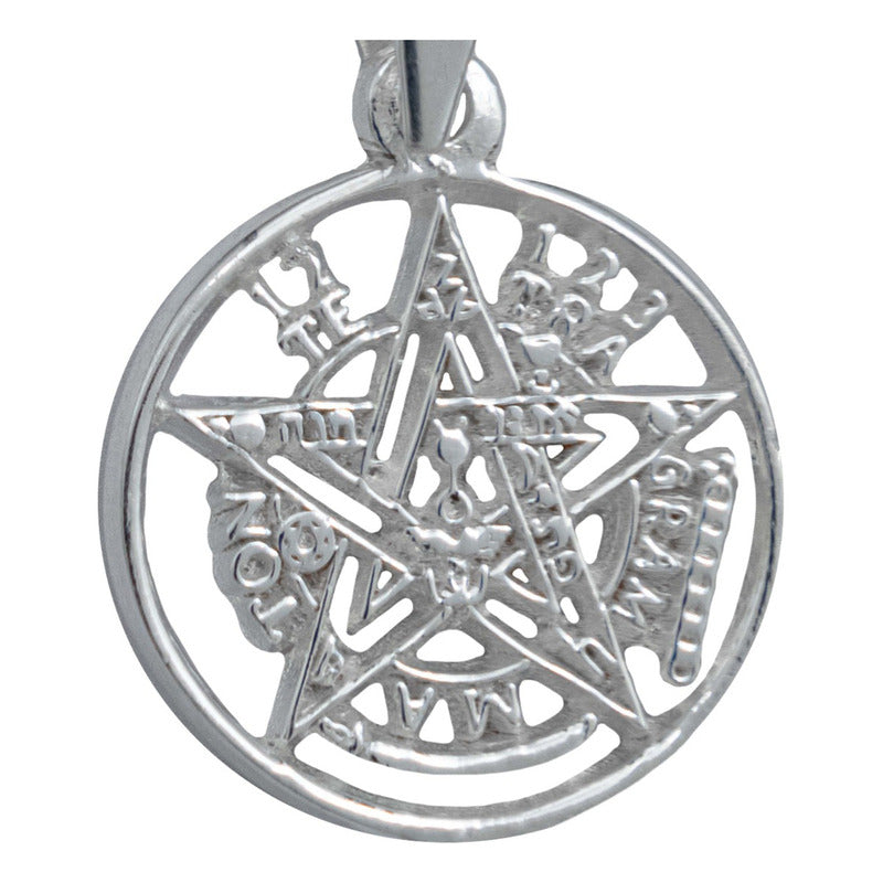 Dije Medalla Tetragramaton Chica Detallada Plata 925 2.1 Cm