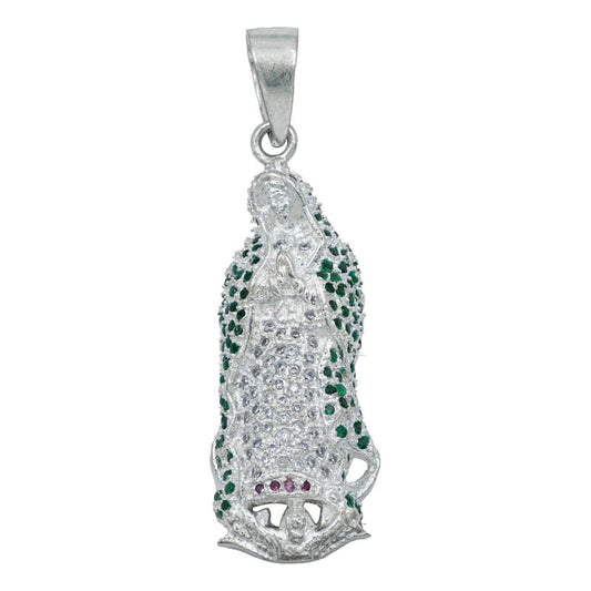 Dije Virgen De Guadalupe Mediano Zirconias Plata 925 5.5 Cm