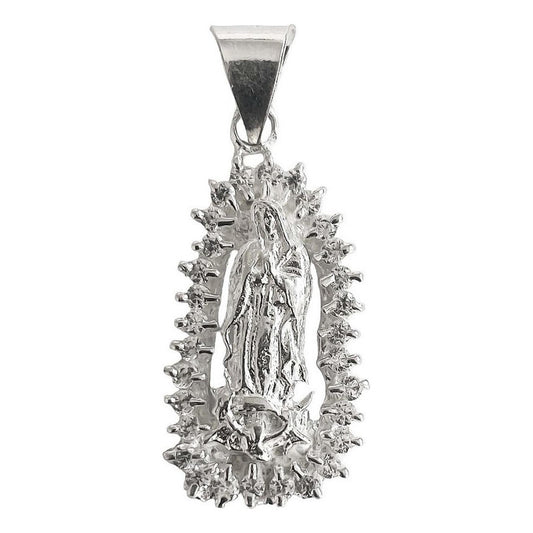 Dije Chico Virgen De Guadalupe Con Zirconias Plata Ley 925