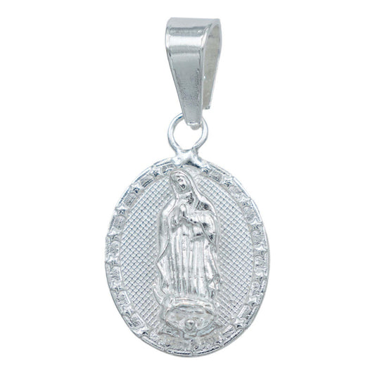 Dije Medalla Mini Diamantada Santos Virgen Plata 925