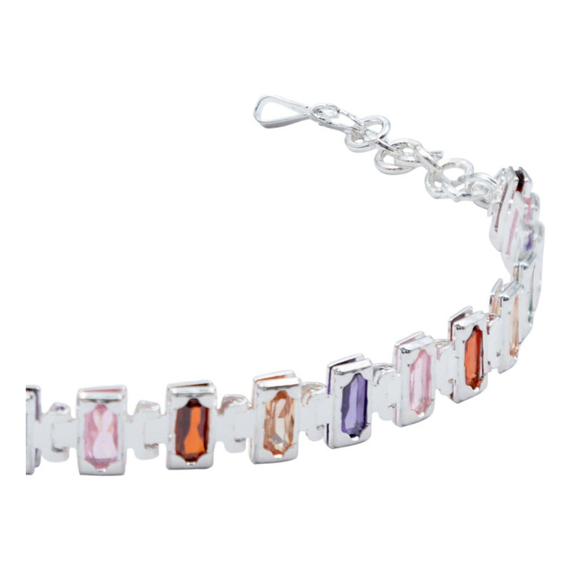 Pulsera Ajustable Zirconias Baguette Mujer Regalo Plata 925