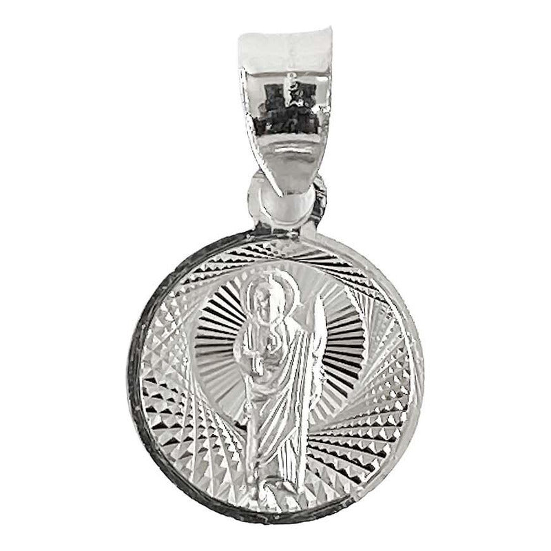 Dije Medalla Chica Diamantada San Judas Plata 925 1.4 Cm