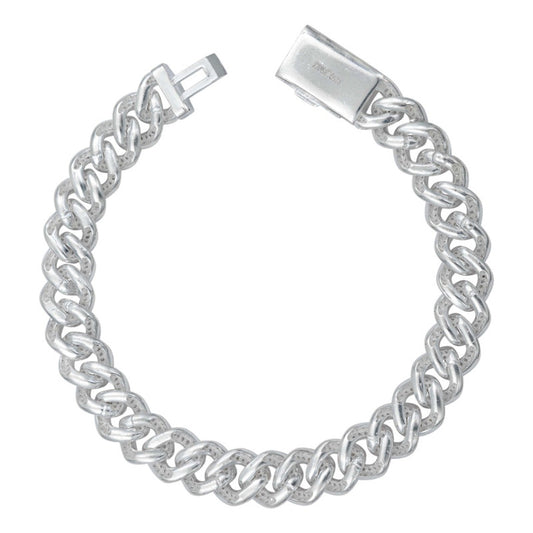 Pulsera Cubana Zirconias Hombre Broche Caja Plata 925 1 Cm