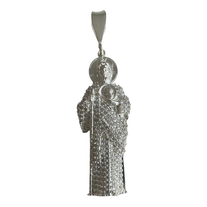 Dije Gigante San Judas Tadeo Zirconias Plata Solida 925