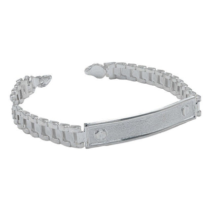 Pulsera Rolo Hombre Esclava Placa Plata Solida Ley 925 8mm