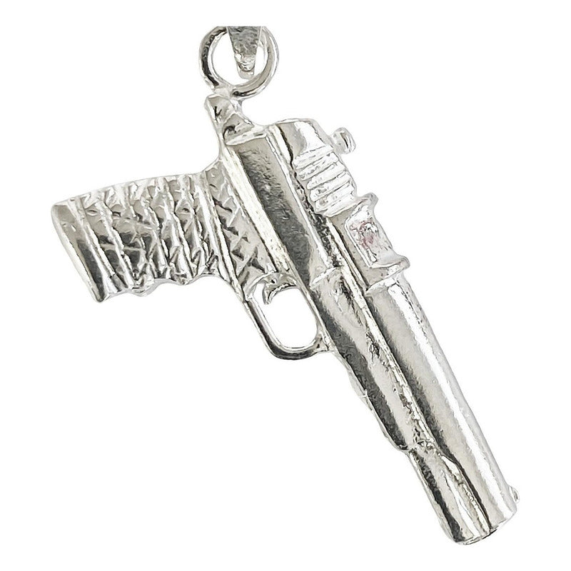 Dije Chico Pistola Gangster Punk Plata Solida 925