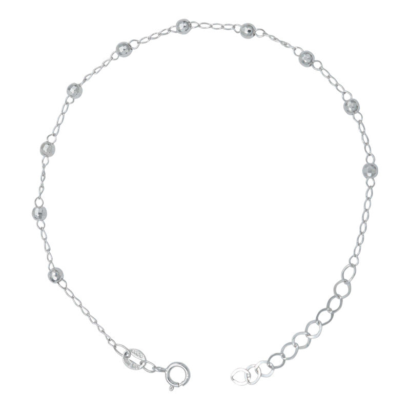 Pulsera Ajustable Bola Diamantada 3mm Mujer Amor Plata 925