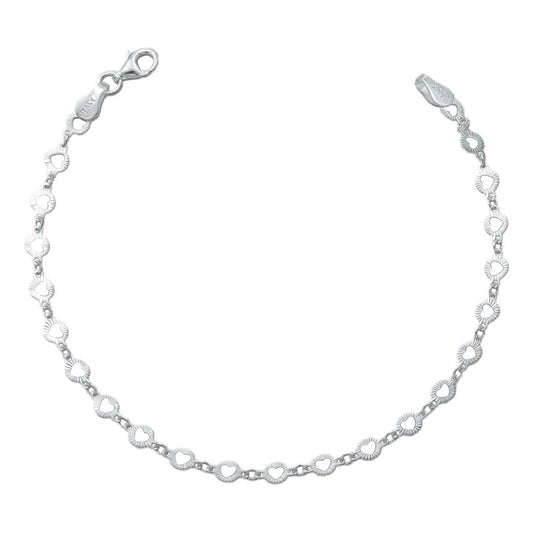 Pulsera Corazones Amor Regalo Mujer Plata Italiana 925