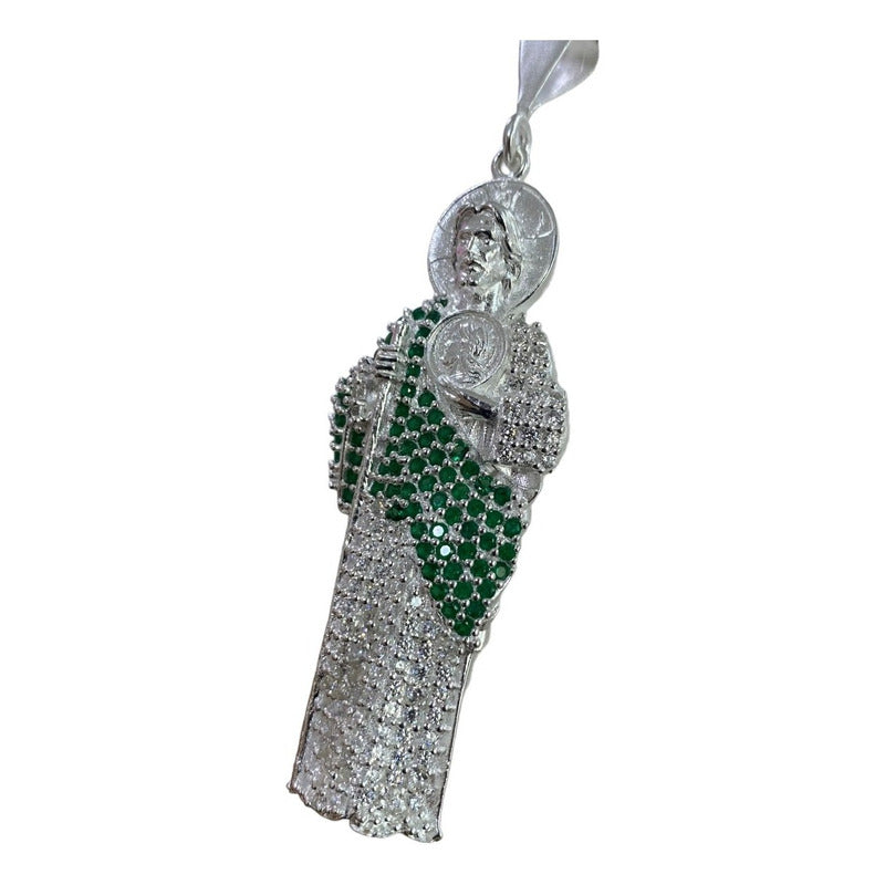 Dije Gigante San Judas Tadeo Zirconias Plata Solida 925