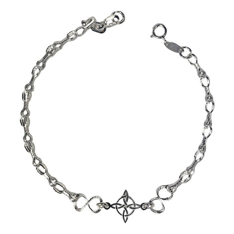 Pulsera Ajustable Nudo De Bruja Triqueta Ojo Turco Plata 925