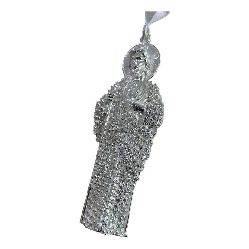 Dije Gigante San Judas Tadeo Zirconias Plata Solida 925