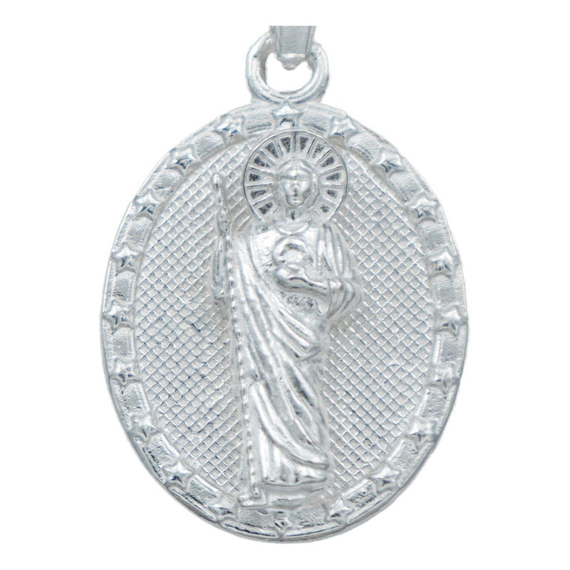 Dije Medalla Mini Diamantada Santos Virgen Plata 925