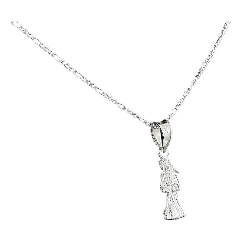 Collar Santa Muerte Hueca Troquelada Mini Plata Solida S925