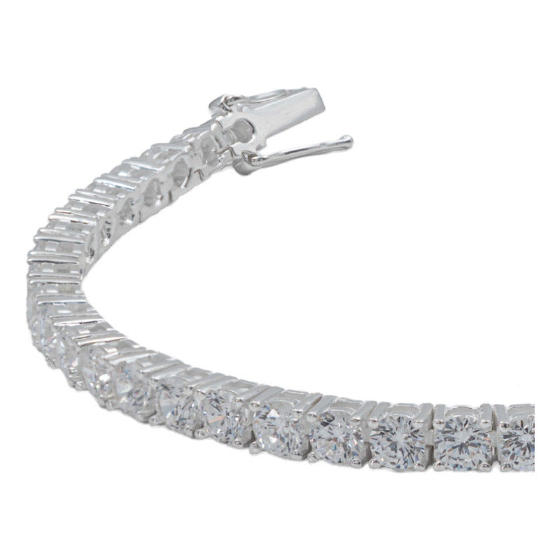 Pulsera Tenis Zirconias Redondas Mujer Amor Plata 925 4 Mm