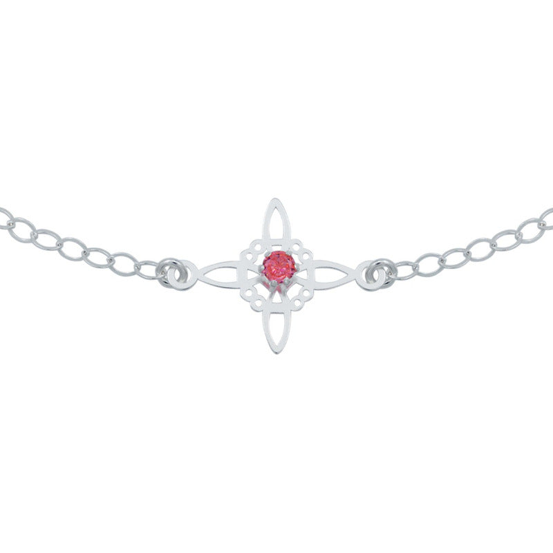 Pulsera Ajustable Nudo De Bruja Celta Zirconia Plata 925