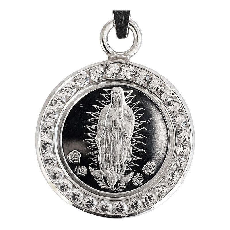 Dije Medalla Virgen De Guadalupe Zirconia Plata Pura Ley.999