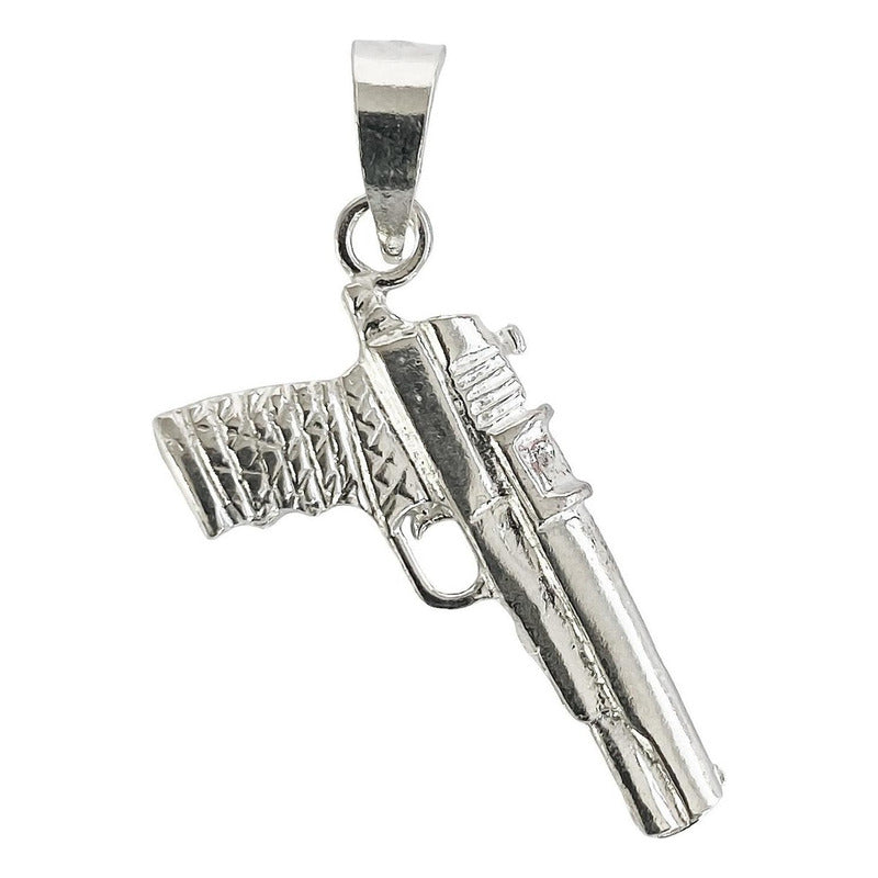 Dije Chico Pistola Gangster Punk Plata Solida 925