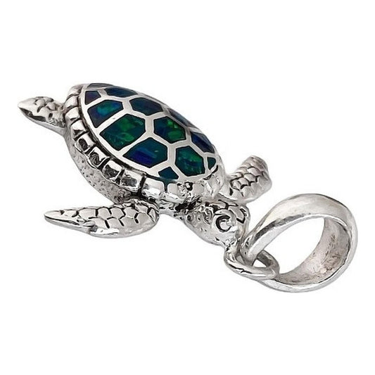 Dije Tortuga Con Piedra Natural Tallada De Plata Solida 925