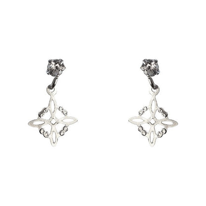 Aretes Broquel Pendiente Nudo De Bruja Zirconia Plata Ley925