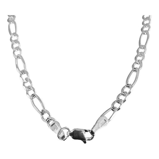 Cadena De Plata 925 Diamantada Hombre Fígaro 65 Cm X 4 Mm