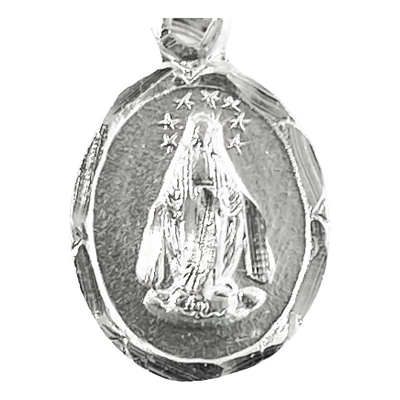 Dije Medalla Virgen Milagrosa Diamantada Chica Plata 925