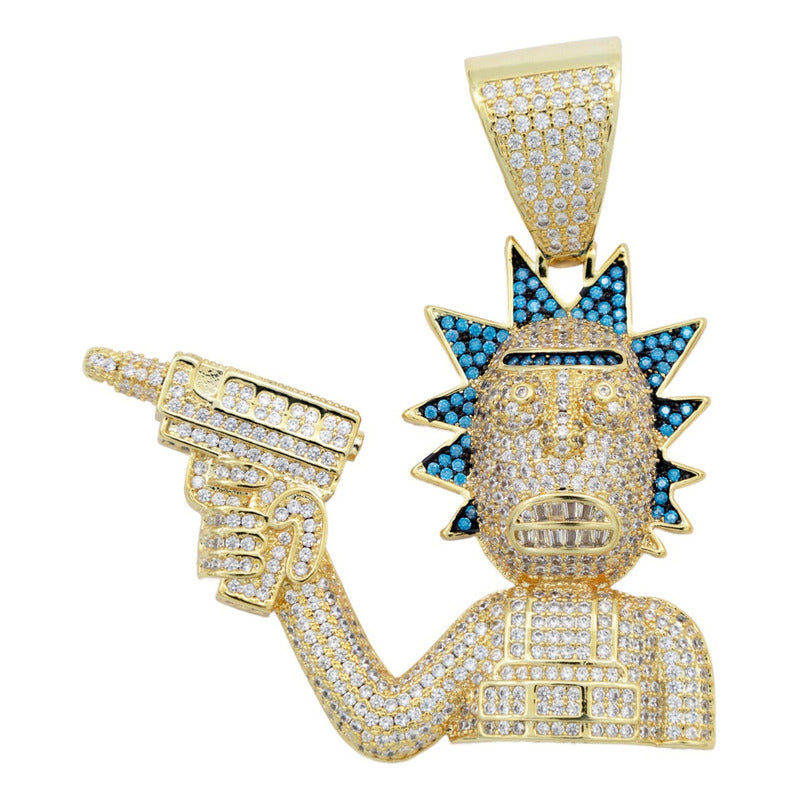 Dije Hombre Rick Pistola Hiphop + Cadena Regalo Chapa Oro14k