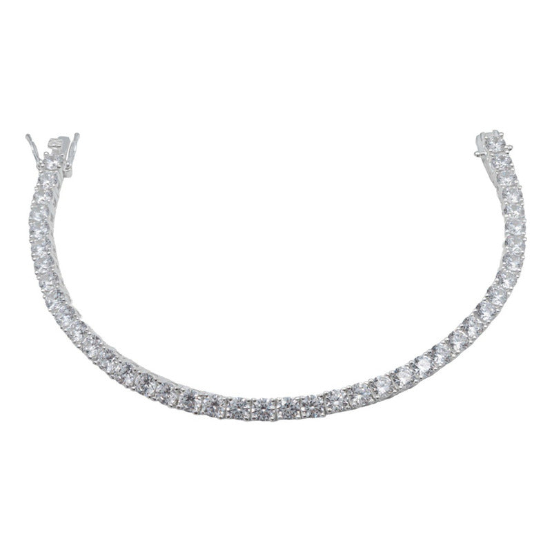 Pulsera Tenis Zirconias Redondas Mujer Amor Plata 925 4 Mm