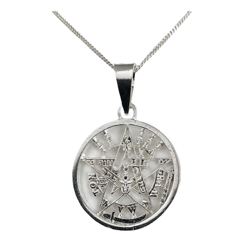 Dije Tetragramaton Plata 925 Pentagrama +cadena Plata S925