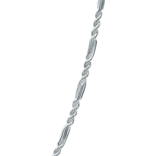 Cadena Torsal Figaro Hombre Plata Italiana 925 65 Cm X 4 Mm